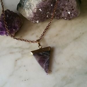 Amethyst and Gold Triangle Necklace